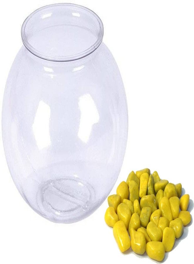Afast Home Room Decorative Clear Fish Pot/Bowl with Colorful Stone, Glass -A1 - Image 2